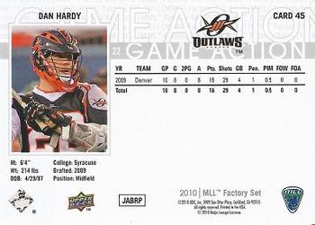 2010 Upper Deck Major League Lacrosse #45 Dan Hardy Back